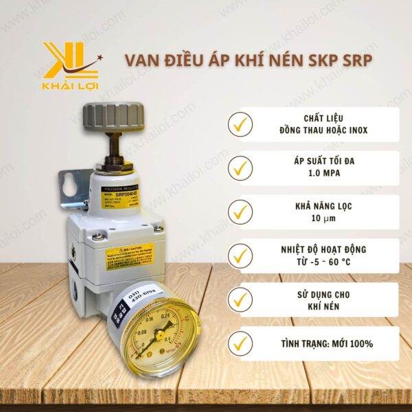 Thông số kỹ thuật "Van Điều Áp Khí Nén SKP SRP" của Vật tư công nghiệp Khải Lợi.