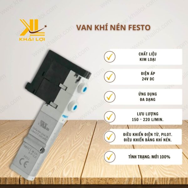 hông số kỹ thuật van khí nén Festo của Vật tư công nghiệp Khải Lợi.