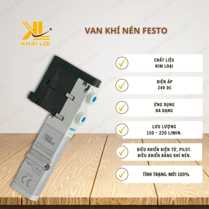 hông số kỹ thuật van khí nén Festo của Vật tư công nghiệp Khải Lợi.