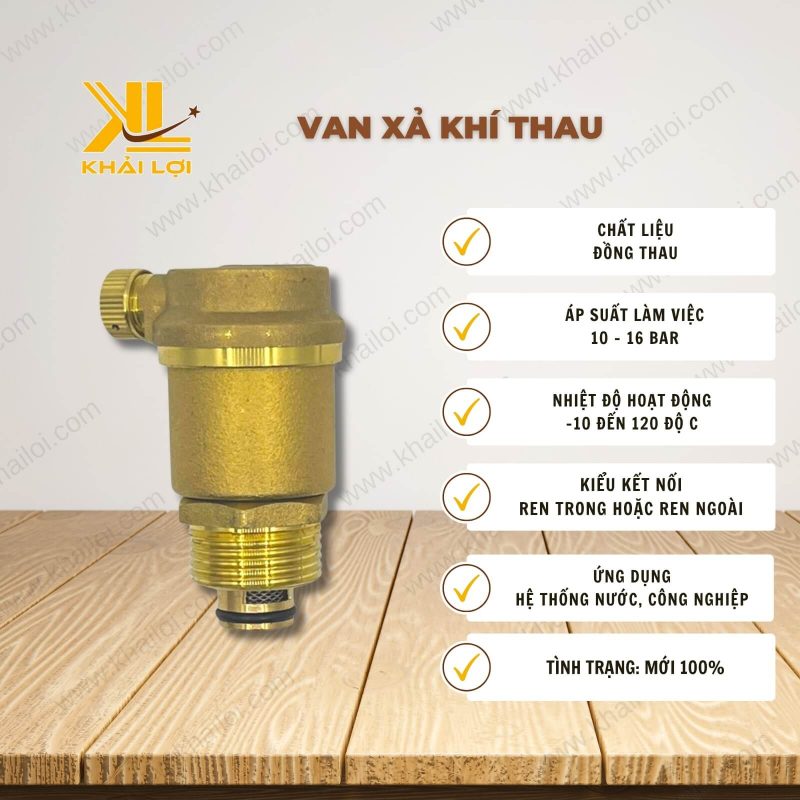 Thông số kỹ thuật Van xả khí của Vật tư công nghiệp Khải Lợi.