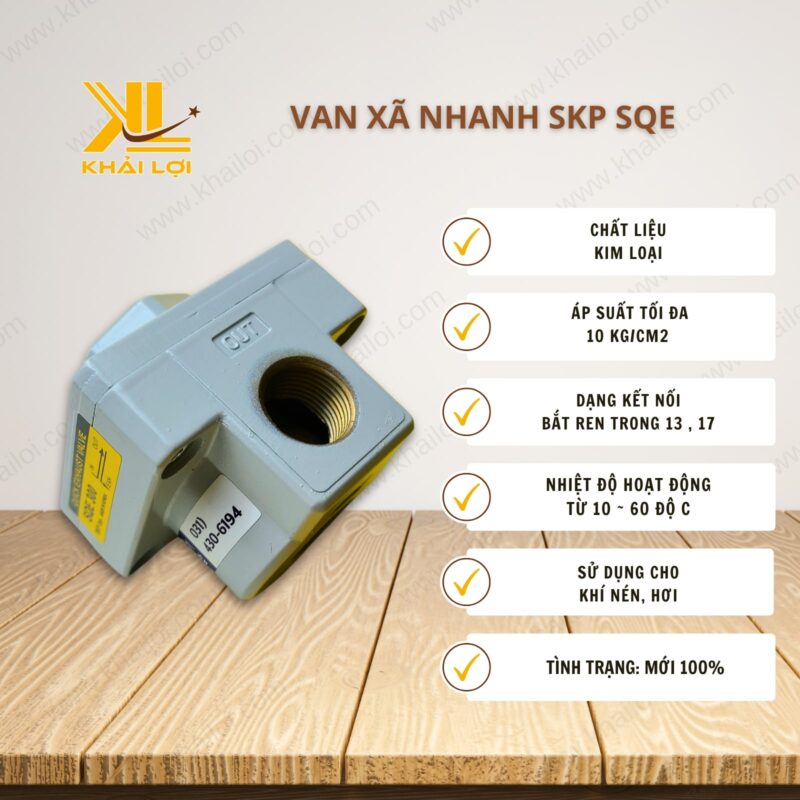 Thông số kỹ thuật "Van Xả Nhanh SKP SQE" của Vật tư công nghiệp Khải Lợi.