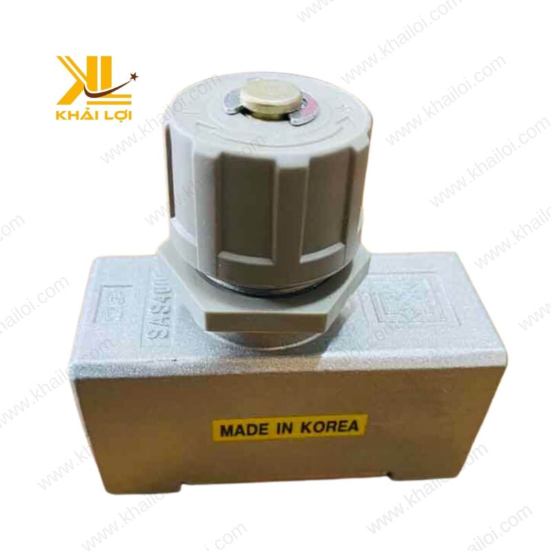 Hình ảnh thực tế Van Tiết Lưu SKP SAS trong hệ thống khí nén công nghiệp.
