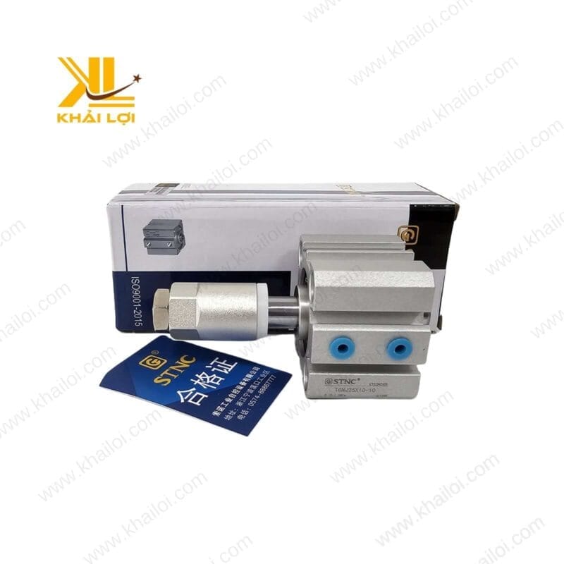 Hình ảnh toàn bộ Xi lanh Compact Hai Đầu STNC TGND TGNJ, thể hiện thiết kế hai đầu linh hoạt và tối ưu không gian.