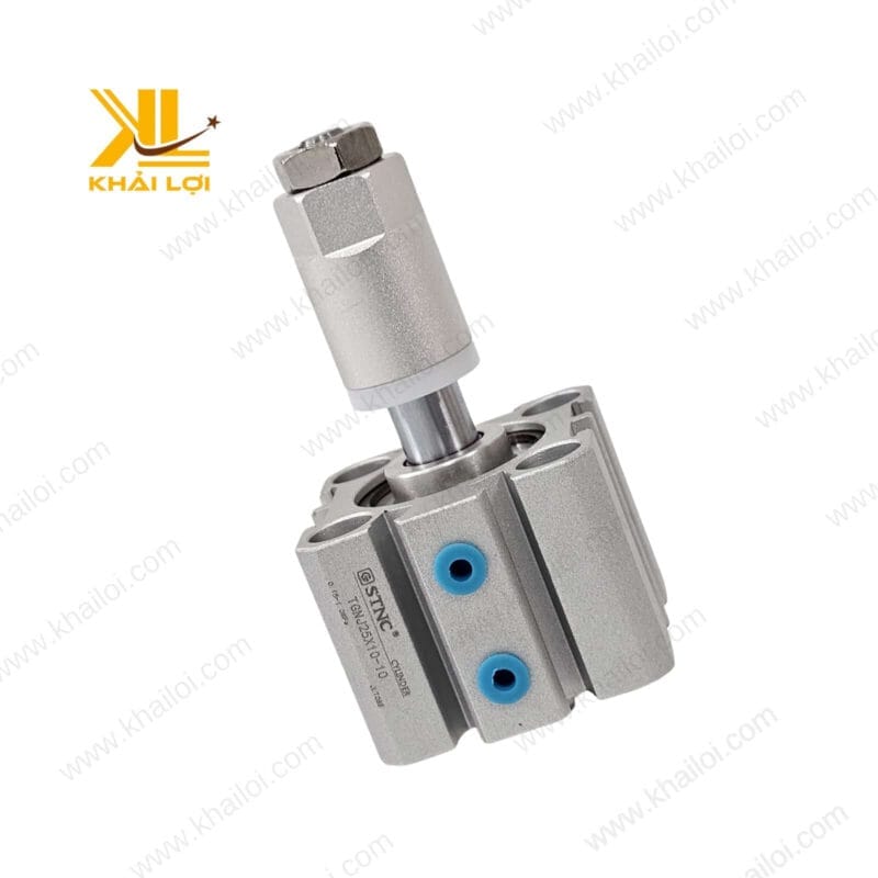 Xi lanh Compact Hai Đầu STNC TGND TGNJ đang hoạt động trong một dây chuyền sản xuất tự động hóa hiện đại.