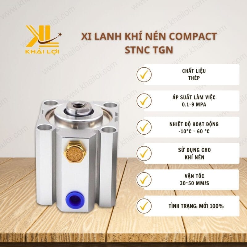 Thông số kỹ thuật Xi Lanh Khí Nén Compact STNC TGN của vật tư công nghiệp Khải Lợi.