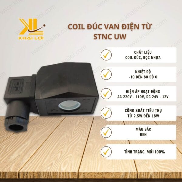Thông số kỹ thuật Coil Đúc Van Điện Từ STNC UW của Vật tư công nghiệp Khải Lợi.
