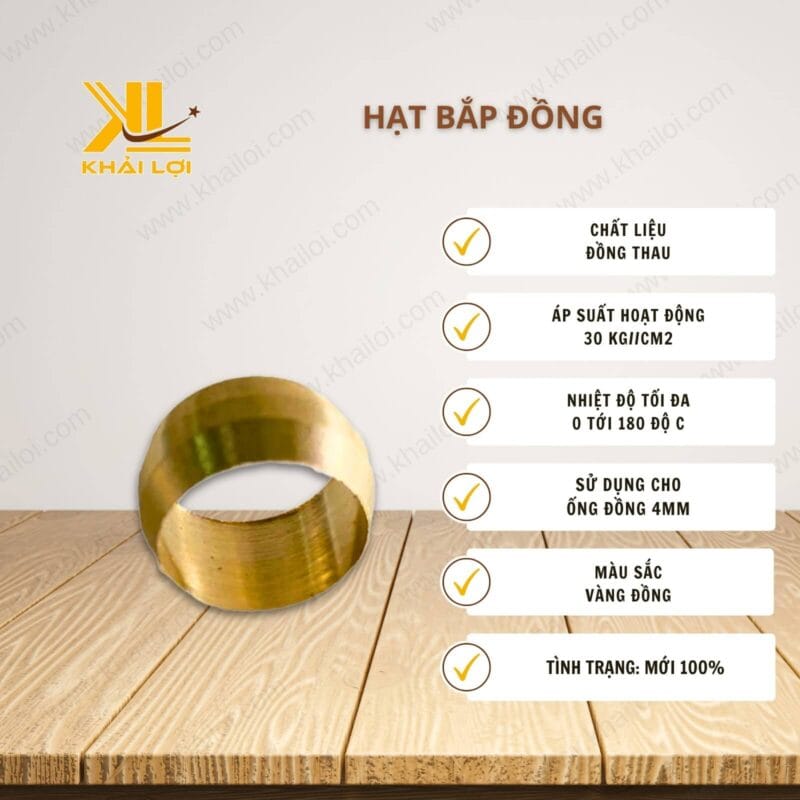 Thông số kỹ thuật "Hạt bắp đồng" của Vật tư công nghiệp Khải Lợi.