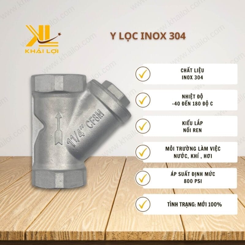 Thông số kỹ thuật "Lọc Y Inox 304" của Vật tư công nghiệp Khải Lợi.