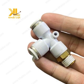 Hình ảnh thực tế Chữ T Hai Đầu Ghim Ống Ren Bên Hông STNC YPD với thiết kế ren ngoài tiện lợi.