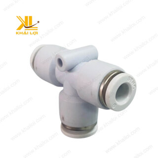 Hình ảnh chi tiết Chữ T nối giảm khí nén STNC YPEW với 3 đầu nối ống kích thước khác nhau.