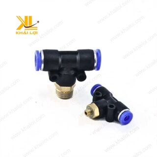 Sản phẩm chữ Tê 2 Đầu Ghim Ống Ren Ngoài Bên Giữa PB với thiết kế nhấn khóa tiện lợi.