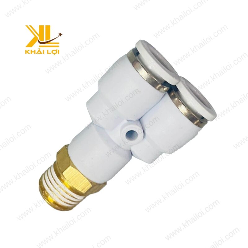 Chi tiết kết cấu của Chữ Y Hai Đầu Nhấn Ống Ren Ngoài STNC YPX giúp kết nối hệ thống khí nén hiệu quả.