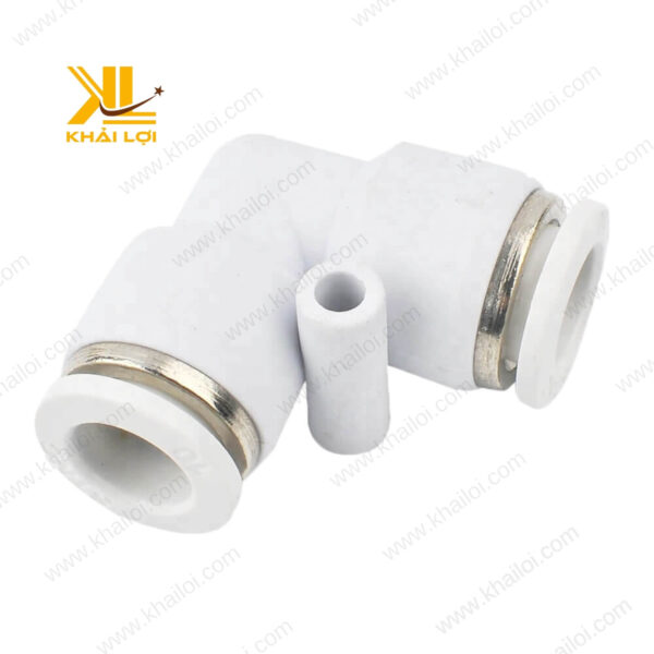 Hình ảnh thực tế của co nối nhanh 2 đầu ống STNC YPV, chuyên dùng cho hệ thống khí nén và nước.