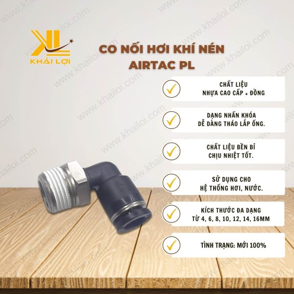 Thông số kỹ thuật Co Nối Hơi Khí Nén AIRTAC PL của Vật tư công nghiệp Khải Lợi