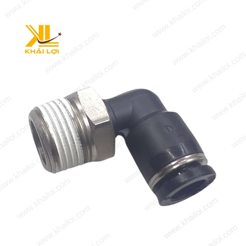 Co nối hơi khí nén AIRTAC PL với đầu ren ngoài bằng đồng thau bền bỉ.