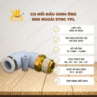 Thông số kỹ thuật của co nối đầu ghim ống ren ngoài STNC YPL của Vật tư công nghiệp Khải Lợi.