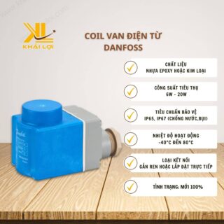 Thông số kỹ thuật coil van điện từ Danfoss của Vật tư công nghiệp Khải Lợi.