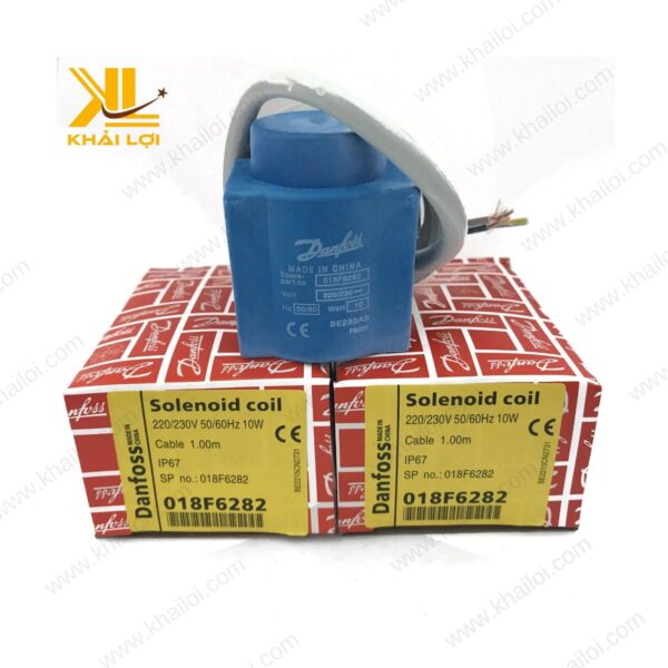 Coil van điện từ Danfoss với lớp vỏ kim loại chắc chắn.