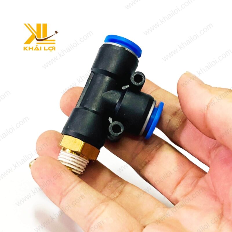 Thiết kế đầu nối chữ T ren ngoài PD giúp kết nối ống khí nén dễ dàng và nhanh chóng.