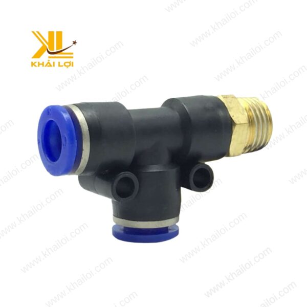 Cận cảnh đầu nối chữ T ren ngoài PD bằng nhựa cao cấp, đảm bảo độ bền và khả năng chống ăn mòn.