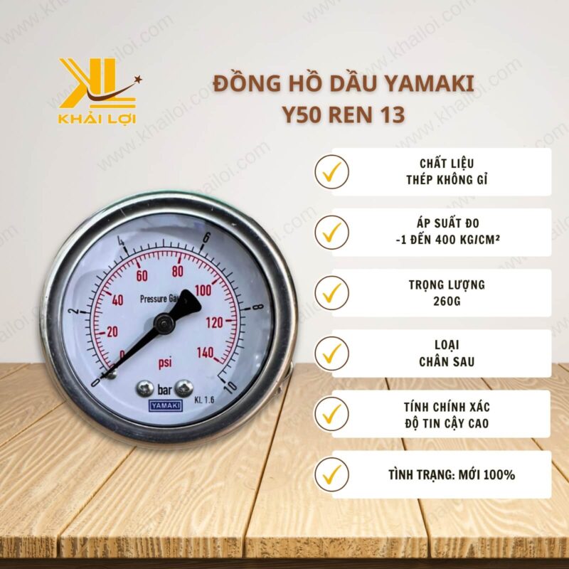 Thông số kỹ thuật đồng hồ dầu YAMAKI Y50 REN 13 của Vật tư công nghiệp Khải Lợi