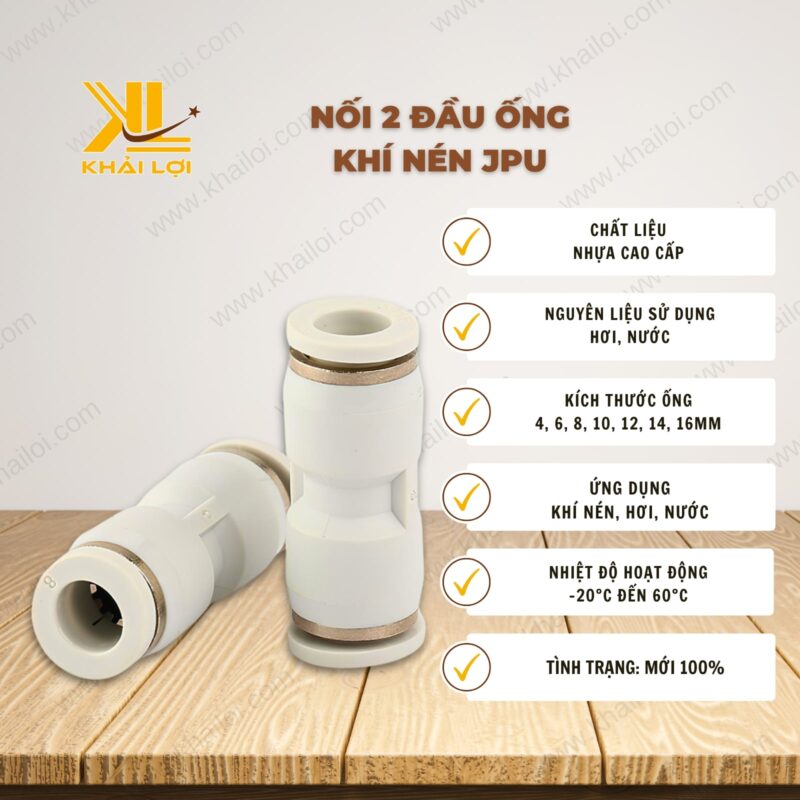 Thông số kỹ thuật nối thẳng JELPC PU của Vật tư công nghiệp Khải Lợi.