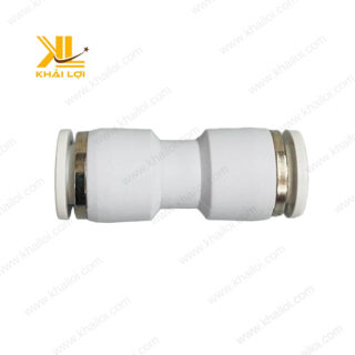 Hình ảnh nối hai đầu ống khí nén STNC với bề mặt nhựa bóng mịn.