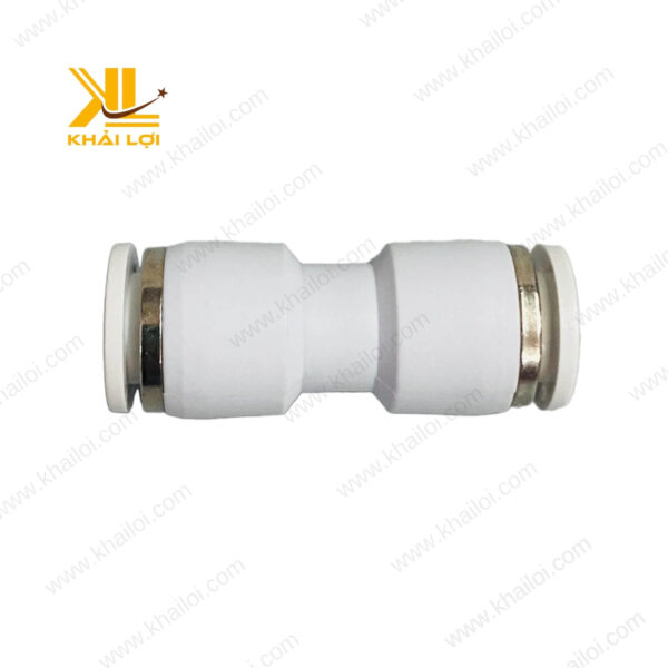 Hình ảnh nối hai đầu ống khí nén STNC với bề mặt nhựa bóng mịn.