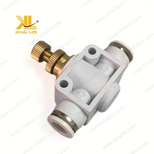 Hình ảnh thực tế van tiết lưu 2 đầu ống khí nén STNC YSA của Vật tư công nghiệp Khải Lợi.
