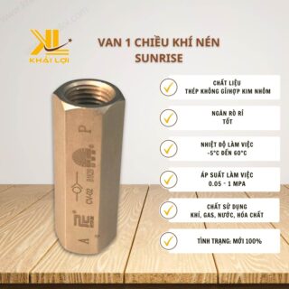Thông số kỹ thuật van 1 chiều khí nén SUNRISE của Vật tư công nghiệp Khải Lợi.