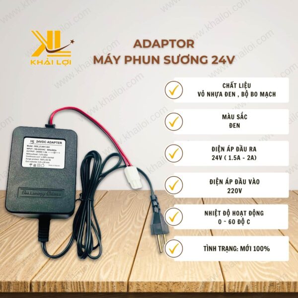 Thông số kỹ thuật Adaptor 24V của Vật tư công nghiệp Khải Lợi