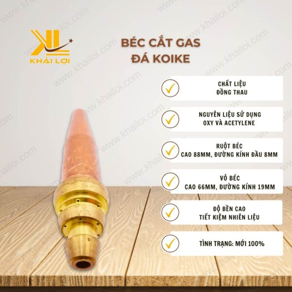 Thông số kỹ thuật béc cắt gió đá Koike của Vật tư công nghiệp Khải Lợi.