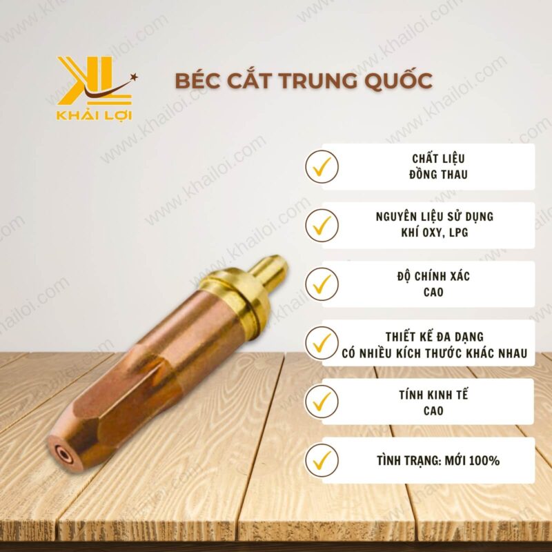 Thông số kỹ thuật béc cắt gas Trung Quốc của Vật tư công nghiệp Khải Lợi