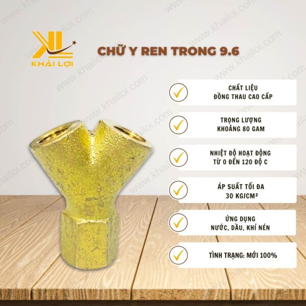 Thông số kỹ thuật Chữ Y Ren Trong 9.6 của vật tư công nghiệp Khải Lợi