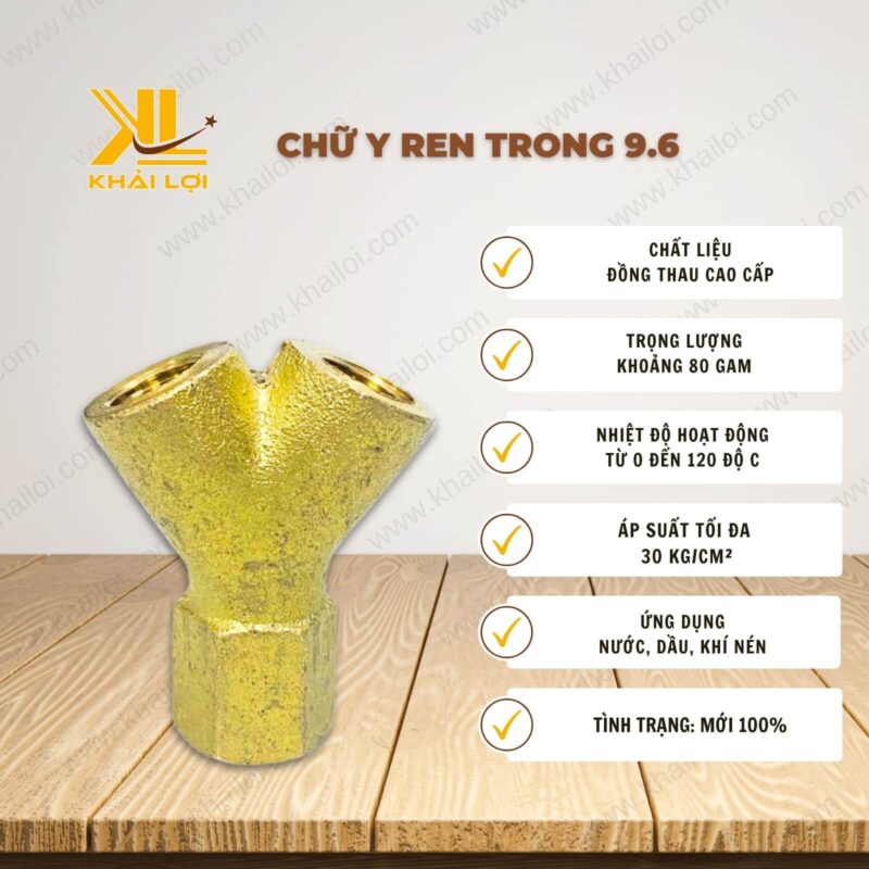 Thông số kỹ thuật Chữ Y Ren Trong 9.6 của vật tư công nghiệp Khải Lợi