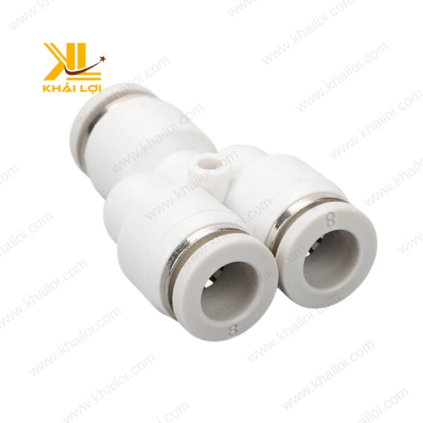 Đầu nối chữ Y khí nén JPY làm từ nhựa cao cấp, chịu áp suất lớn.