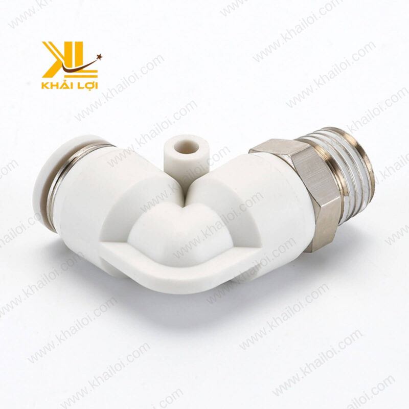 Co nối khí nén ren ngoài JPL chất liệu nhựa và đồng thau, kết nối nhanh chóng.