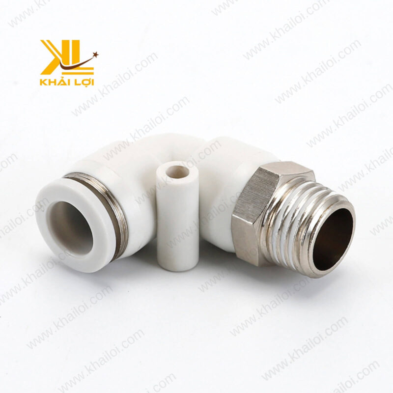 Cấu tạo chi tiết của co nối khí nén ren ngoài JPL với đầu ren chuẩn xác.