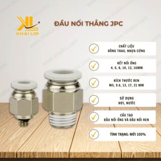 Thông số kỹ thuật đầu nối thẳng JPC của Vật tư công nghiệp Khải Lợi.