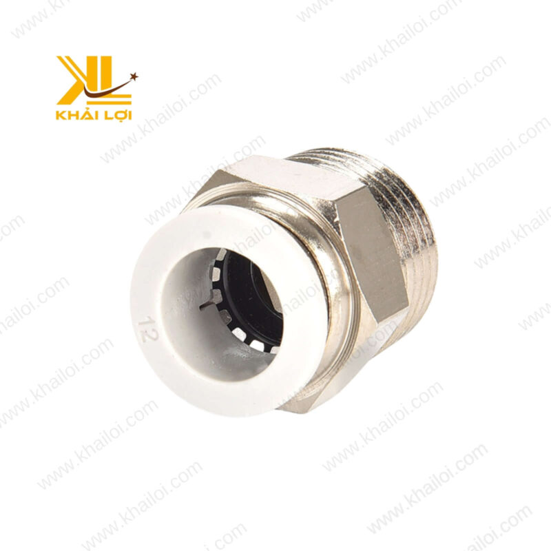 Cận cảnh đầu nối thẳng khí nén JELPC PC giúp kết nối chắc chắn giữa ống dẫn và hệ thống khí nén.