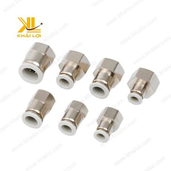 Cấu tạo đầu nối thẳng JPCF với nút bấm nhựa giúp tháo lắp dễ dàng.