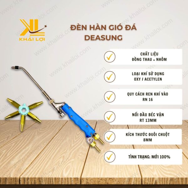 Thông số kỹ thuật đèn hàn gió đá DAESUNG của Vật tư công nghiệp Khải Lợi.
