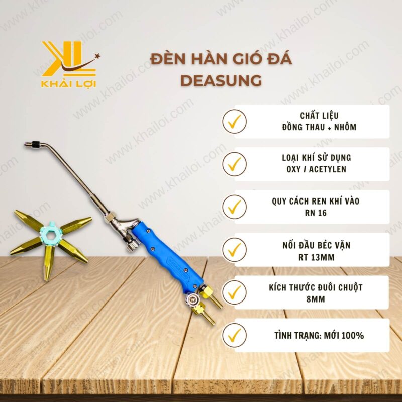 Thông số kỹ thuật đèn hàn gió đá DAESUNG của Vật tư công nghiệp Khải Lợi.