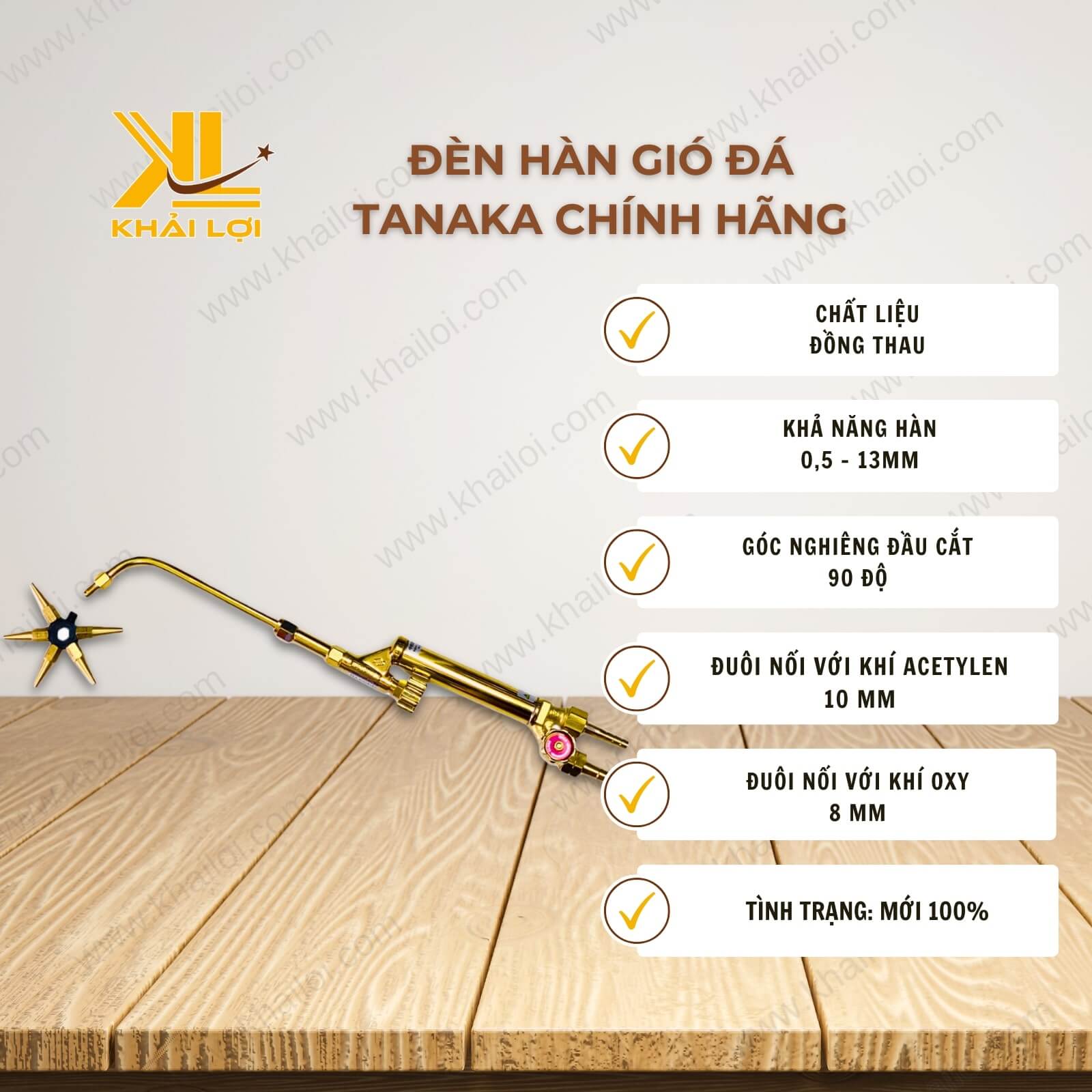 Thông số kỹ thuật đèn hàn gió đá TANAKA của Vật tư công nghiệp Khải Lợi