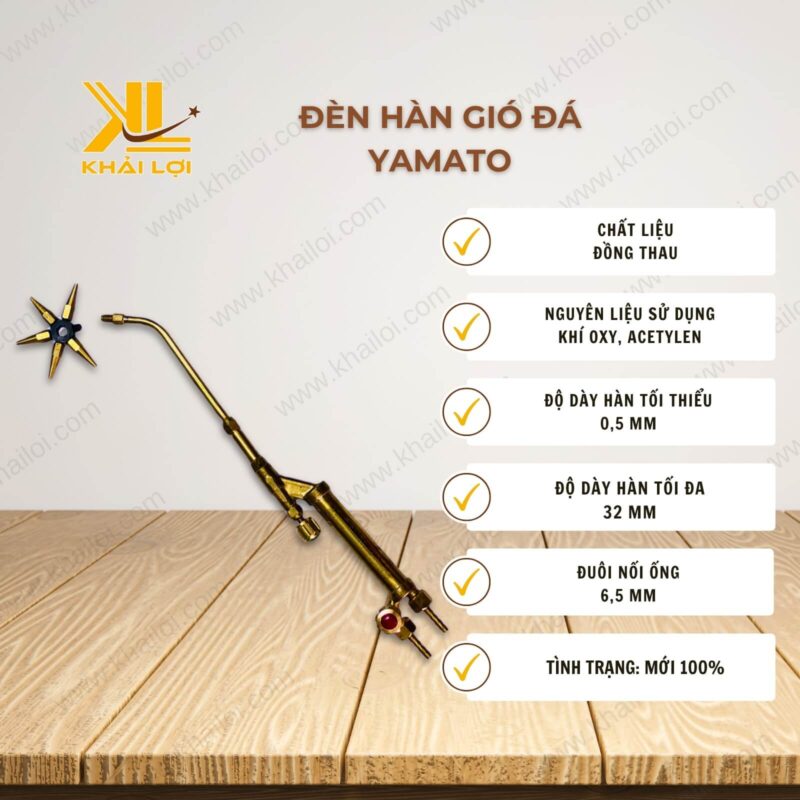 Thông số kỹ thuật đèn hàn gió đá YAMATO của Vật tư công nghiệp Khải Lợi
