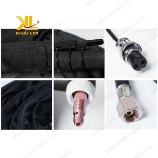 Bộ đuốc hàn Tig WP18 với dây cáp cao su linh hoạt, chống thấm nước.