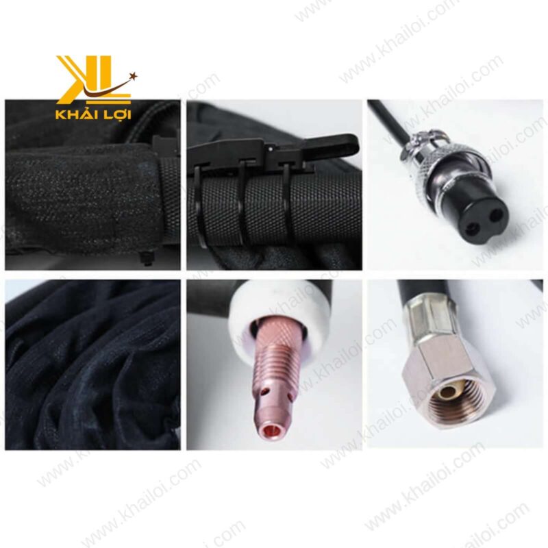Bộ đuốc hàn Tig WP18 với dây cáp cao su linh hoạt, chống thấm nước.