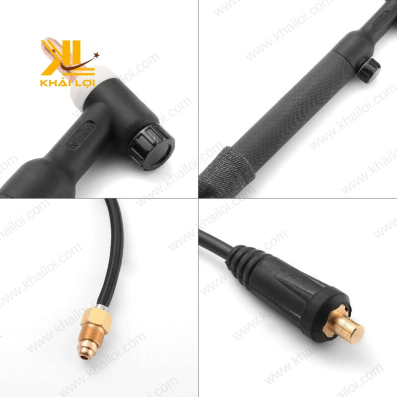Đuốc hàn Tig WP26 hơi 350A của Vật tư công nghiệp Khải Lợi với thiết kế tay cầm nhựa chắc chắn, bền bỉ.
