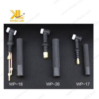 Hình ảnh thực tế của đuốc Tig WP17, nhỏ gọn, linh hoạt, thích hợp cho các công việc hàn nhẹ.