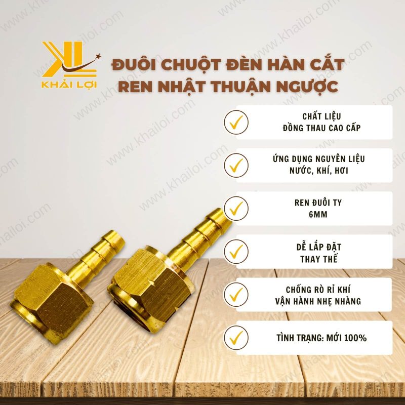 Thông số kỹ thuật Đuôi Chuột Đèn Hàn Đèn Cắt Ren Nhật Thuận Ngược của Vật tư công nghiệp Khải Lợi.